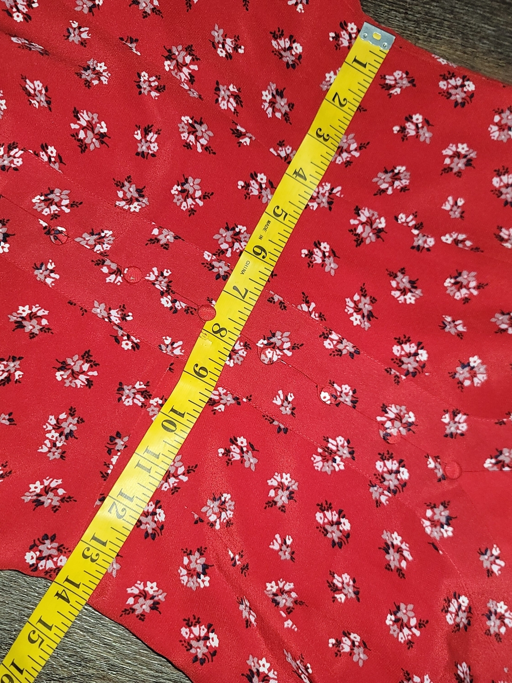 Madewell Red Floral V-Neck Mini Dress with Puff Sleeves - Picture 6 of 10
